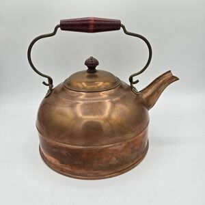 Revere Ware Vintage Copper Tea Kettle Wood Handle And Finial